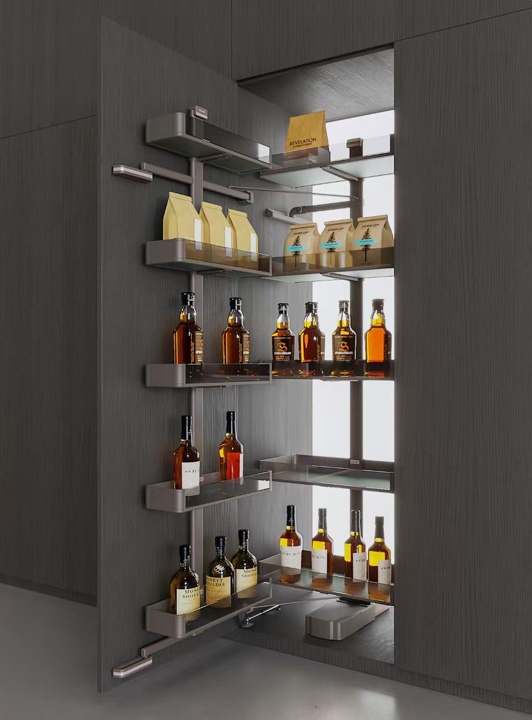 Boen series pantry unit with door-mounted and internal racks
